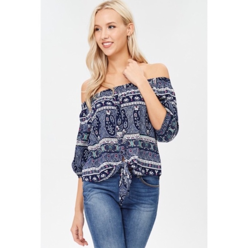 LAST 3 TOPS! GANJI LA-3/4 LENGTH OFF SHOULDER TOP